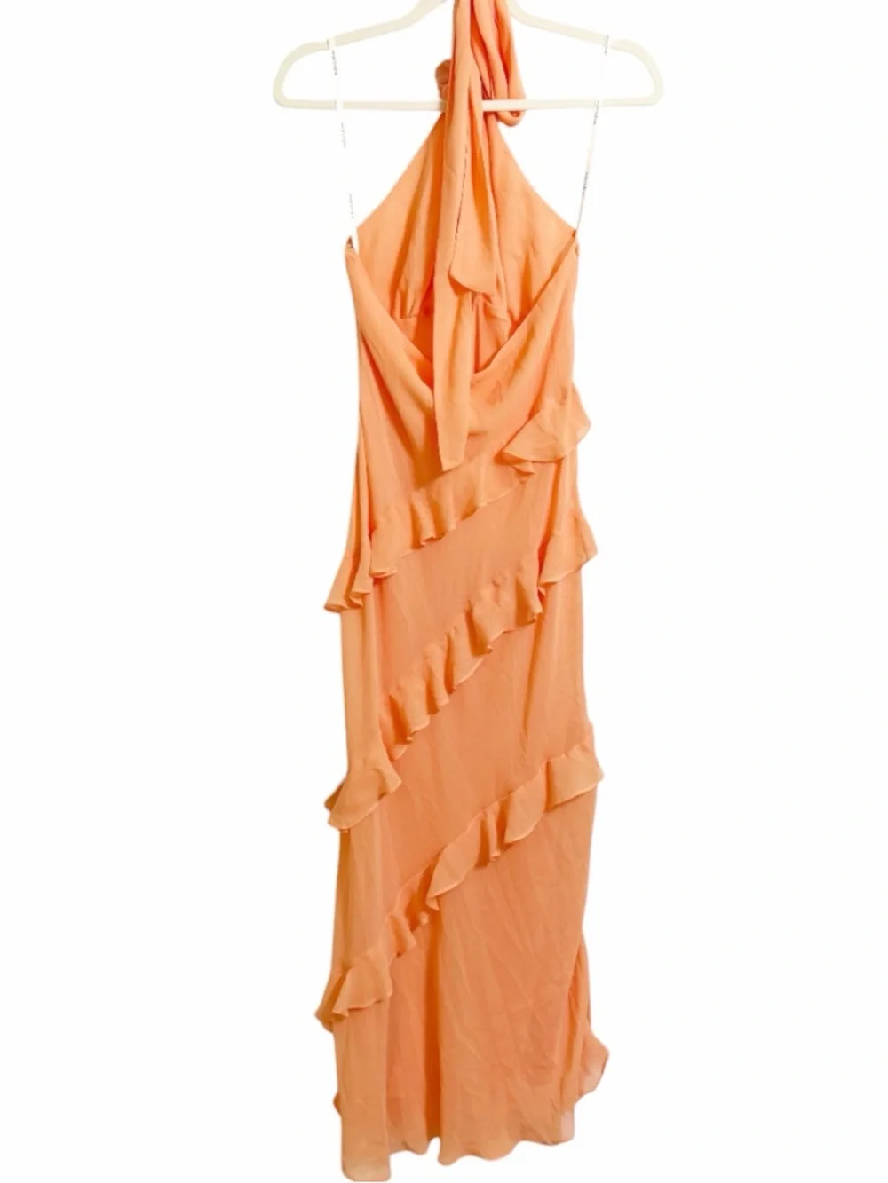 For Love & Lemons Chiffon Layered Kamory Maxi Dress in the Color Peach Size M - Picture 2 of 10